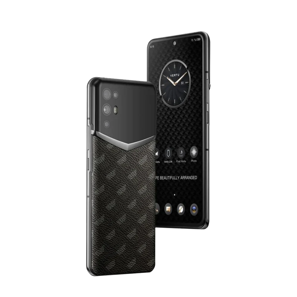 Ivertu Monogram Canvas Leather Phone – Black