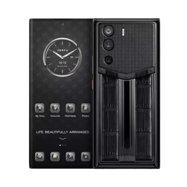 Metavertu 1 Curve Screen Race Track Design Alligator Skin 5G Web3 Phone – Black