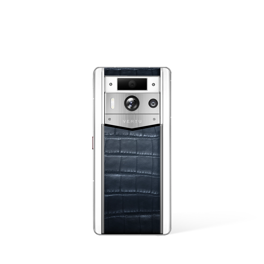 Metavertu 2 Max Screen White Alligator Skin Web3 AI Phone – blue (Silver Case)