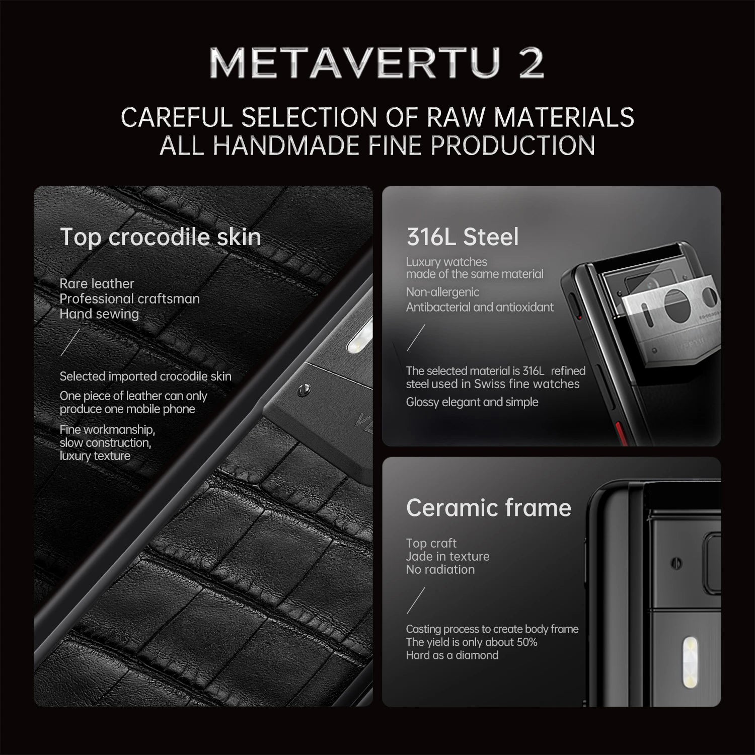 Metavertu Max Alligator Black Ceramic Frame Black Plate